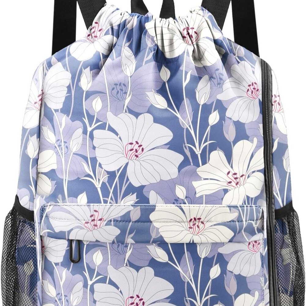 Drawstring Backpack With Mesh Pockets String Gym … - image 1